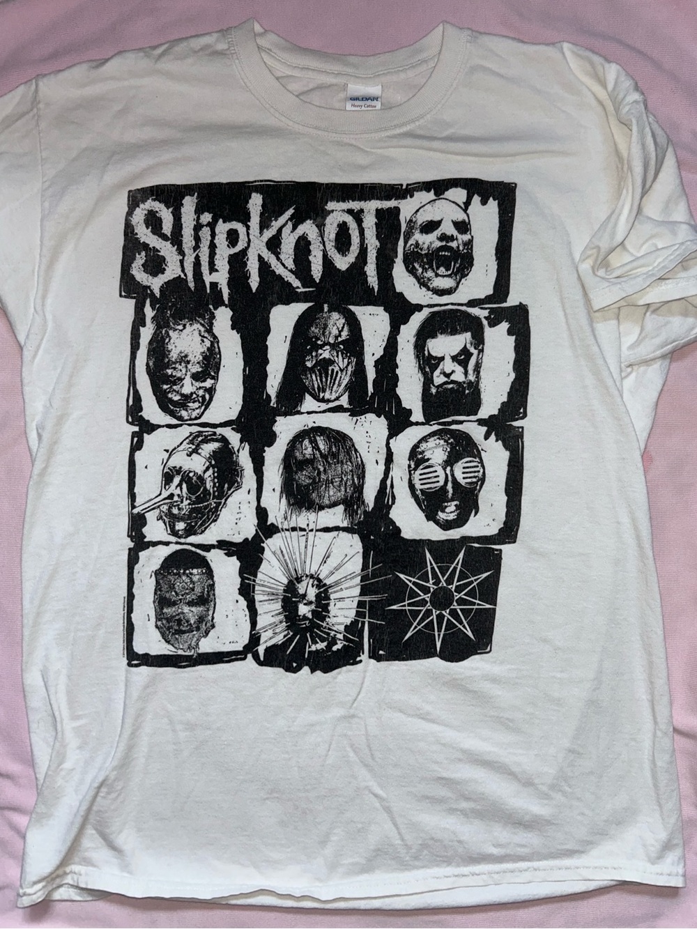 Vintage Slipknot Tour Graphic Band Tee in White and Black